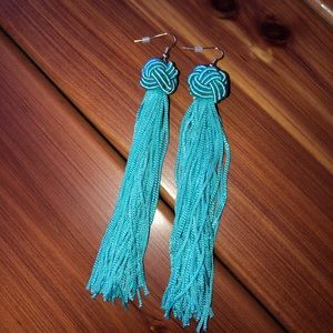 NWOT Blue tassel earrings